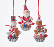 Addobbo Albero Di Natale Cupcake Con Pupazzo Di Neve 9cm