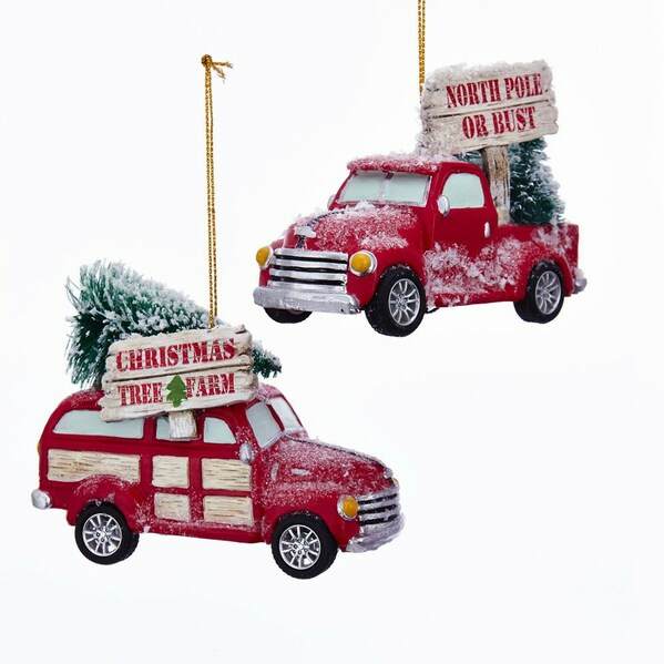 Addobbo Albero Natale Pick-Up E Auto Con Albero 7CM