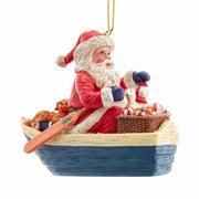 Addobbo Albero Natale Babbo Natale In Barca Con Cane 7CM