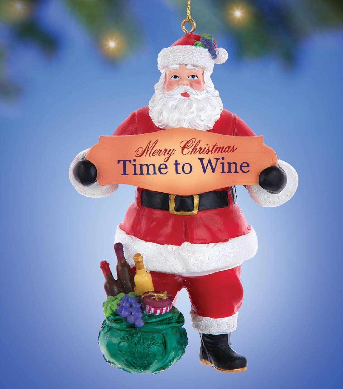 Addobbo Albero Di Natale Babbo Natale Time To Wine 10cm