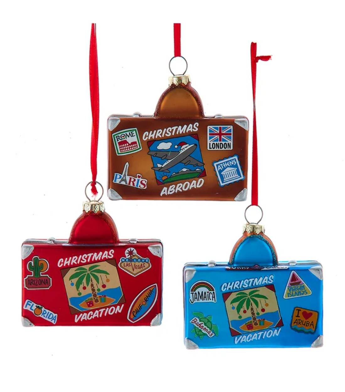 Addobbo Albero Di Natale In Vetro Valigia 8cm