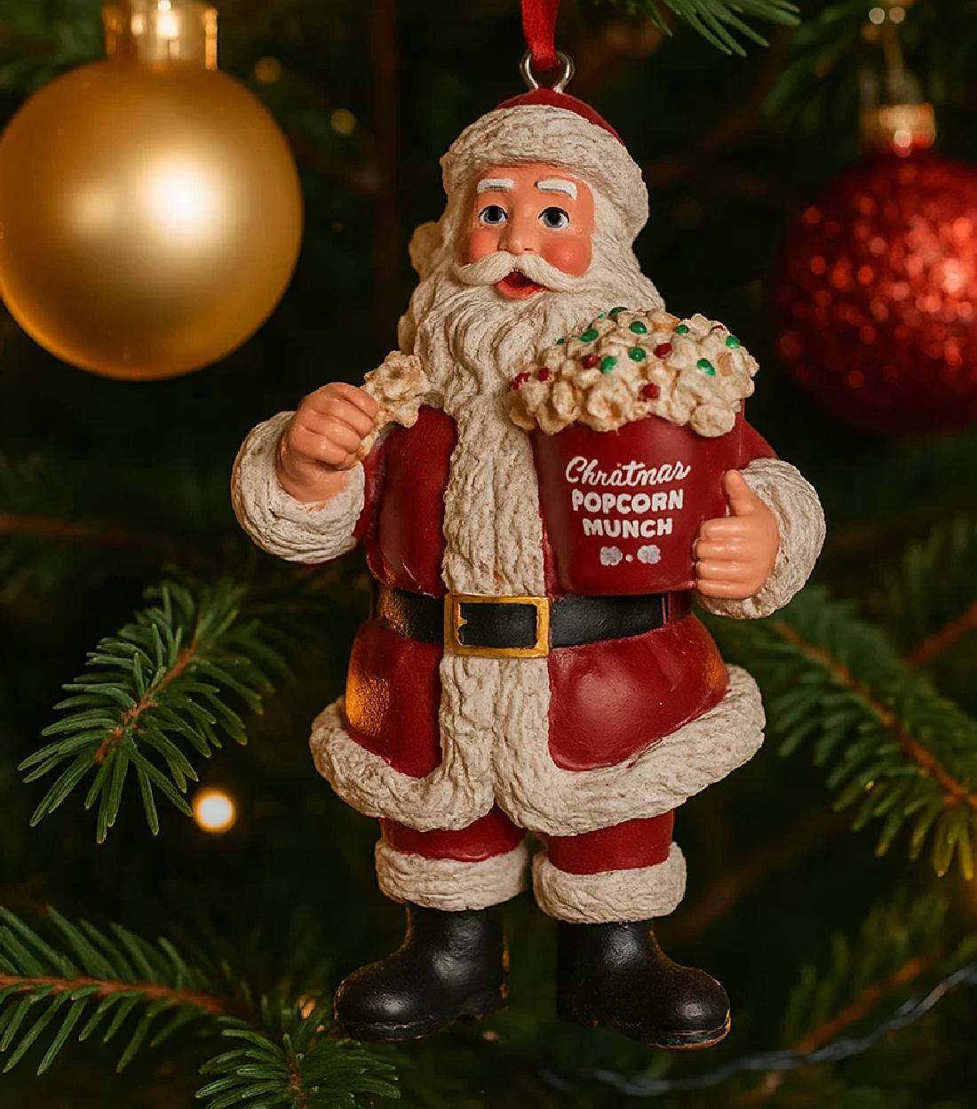 Addobbo Albero Di Natale Babbo Natale Con Pop Corn 10cm