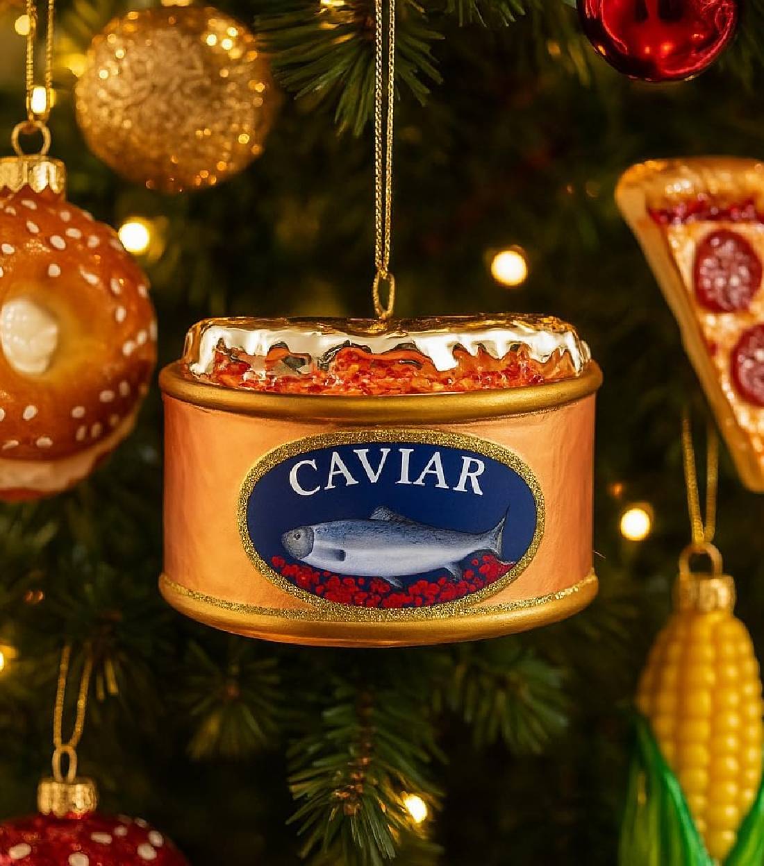 Addobbo Albero Di Natale In Vetro Caviale 10cm