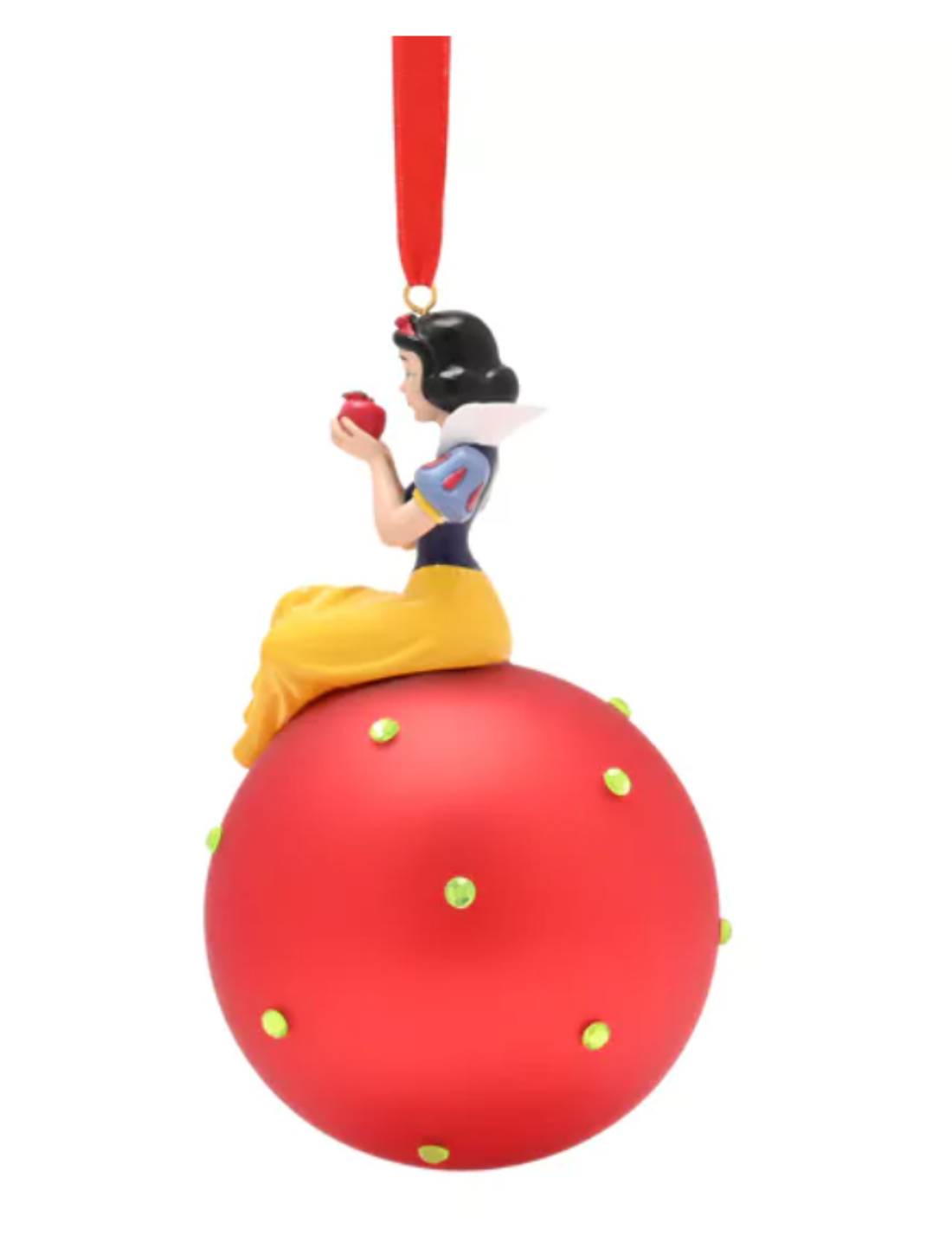 Pallina Albero Di Natale In Vetro Rossa Con Perline Biancaneve 19,5cm Disney