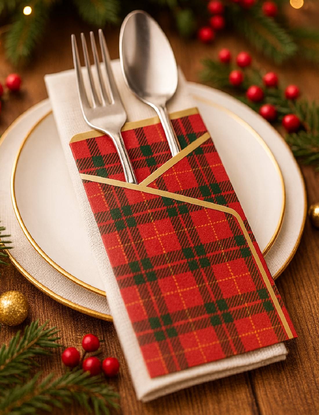 Portaposate In Cartoncino Tartan 8pz
