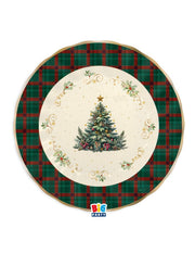 Piatto Piano di Carta Tartan Christmas 25cm 6pz