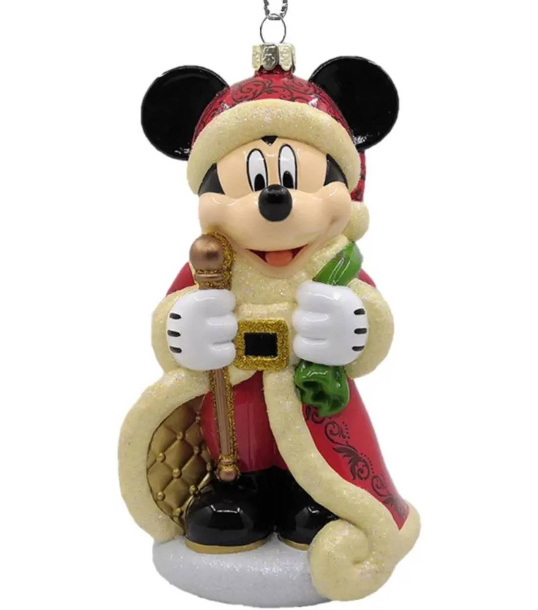 Addobbo Albero Di Natale In Vetro Disney Topolino Babbo Natale Mickey Mouse 18cm