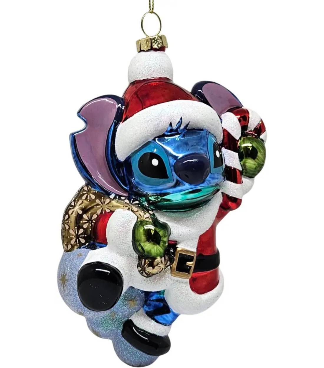 Addobbo Albero Di Natale In Vetro Disney Stitch Babbo Natale 15cm