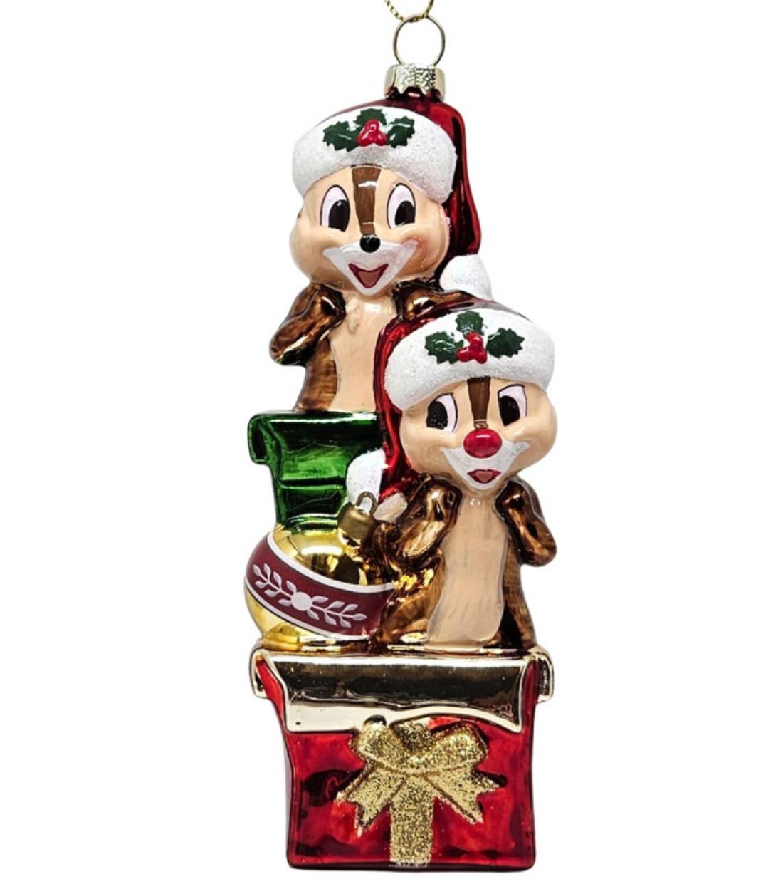 Addobbo Albero Di Natale In Vetro Disney Cip e Ciop 18cm