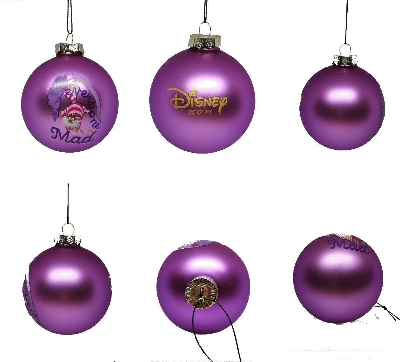Pallina Albero Di Natale In Vetro Viola Stregatto Alice Nel Paese Delle Meraviglie 8cm Disney