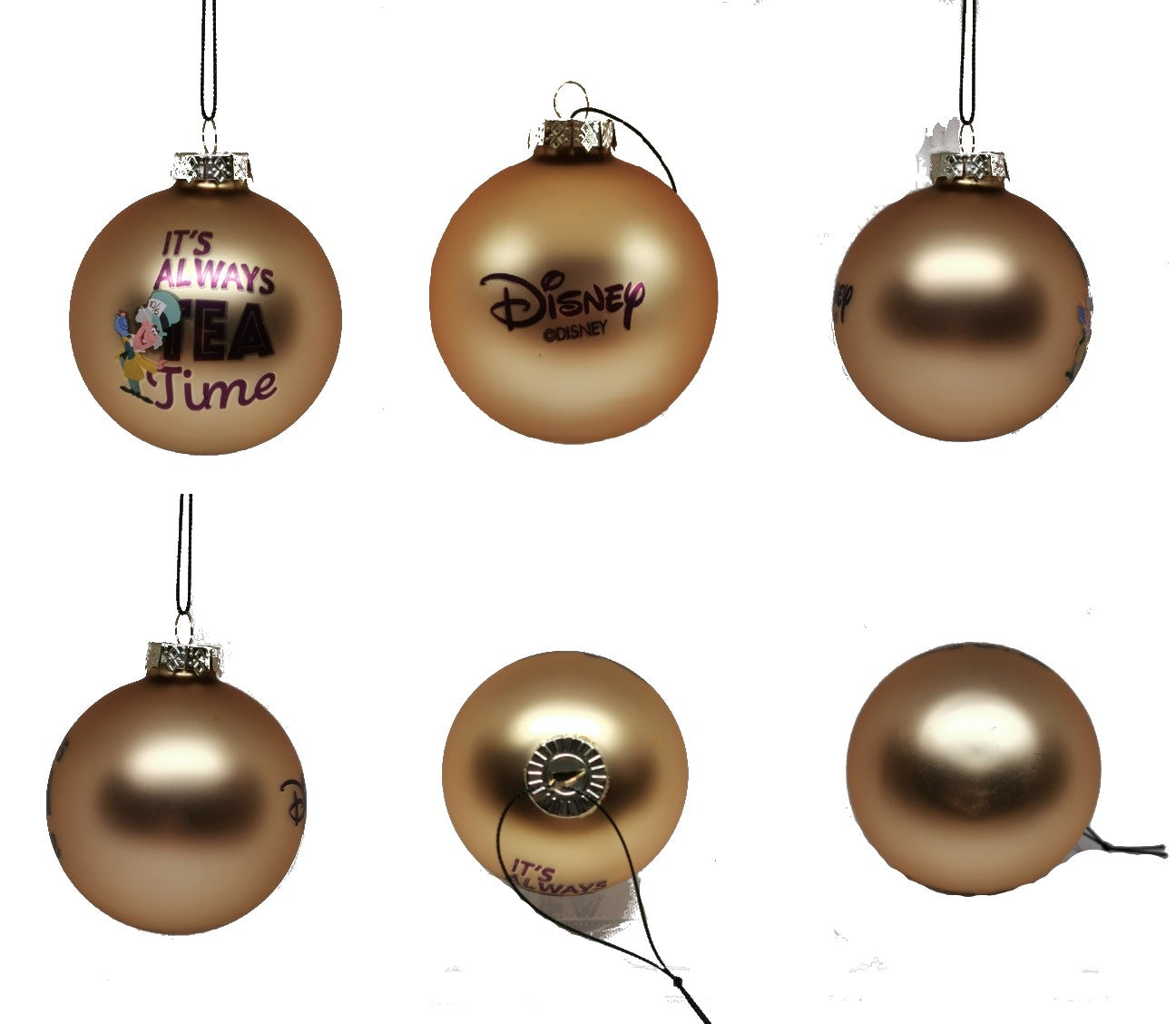 Pallina Albero Di Natale In Vetro Oro Cappellaio Matto Alice Nel Paese Delle Meraviglie Ø8cm Disney