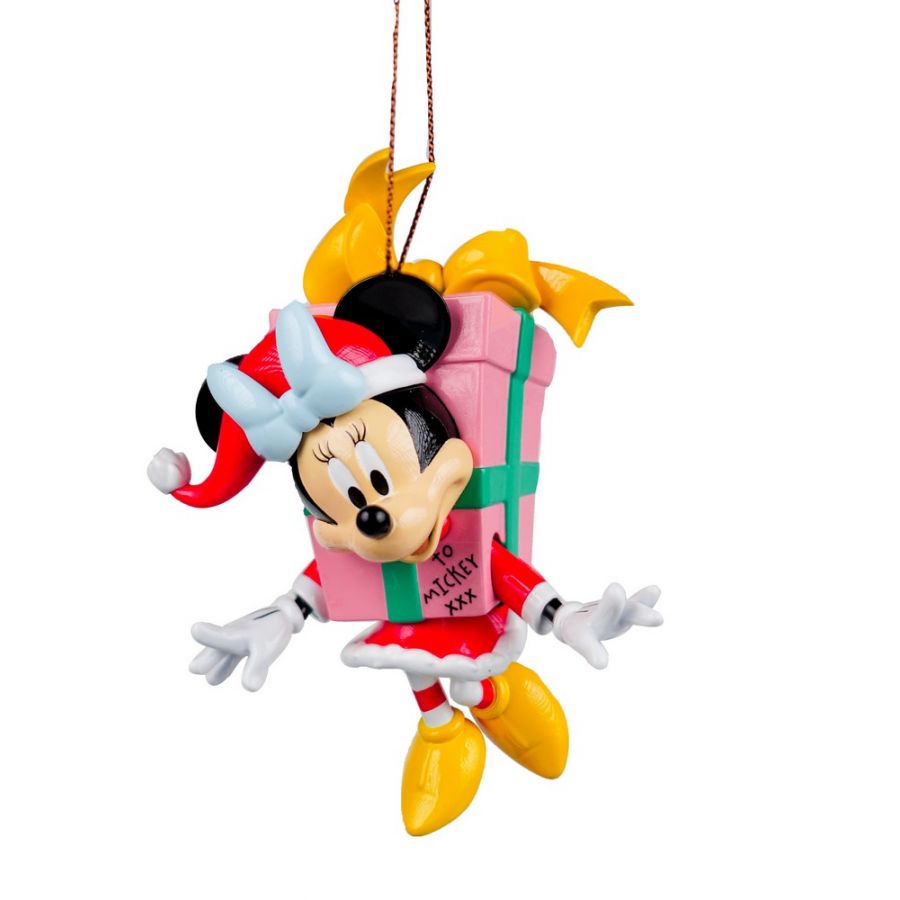 Addobbo Albero Di Natale Disney Minnie Vestita Da Regalo 3D 10cm