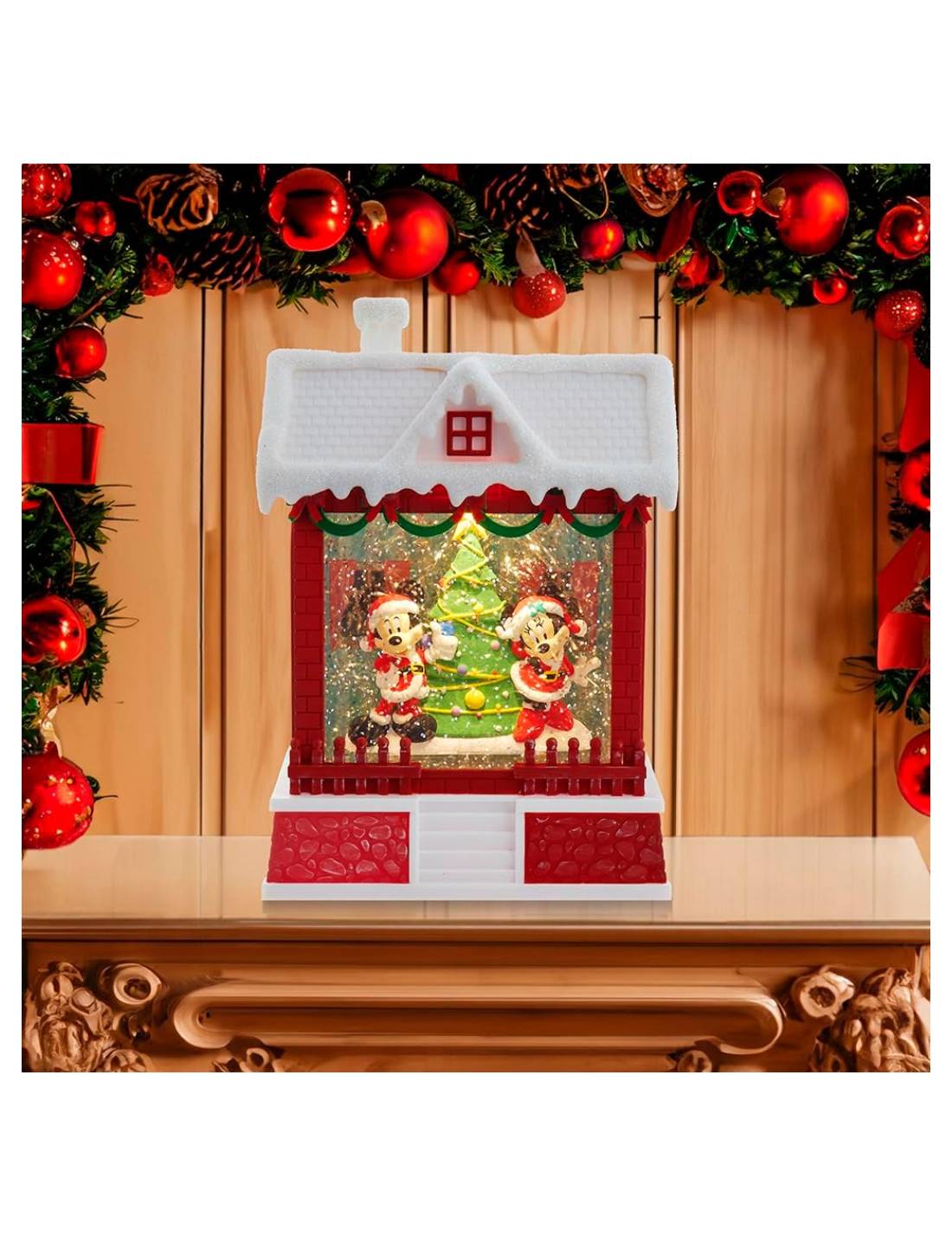 Addobbo Di Natale Lanterna Disney Topolino e Minnie Babbo Natale 19cm