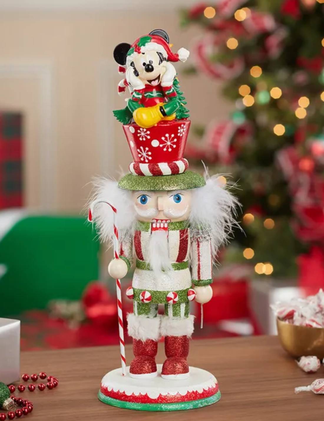 Addobbo Di Natale Schiaccianoci Disney Topolino Seduto Sul Cappello 35cm