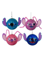 Box Palline Di Natale Disney Facce Stitch Set 4 Pezzi 75mm