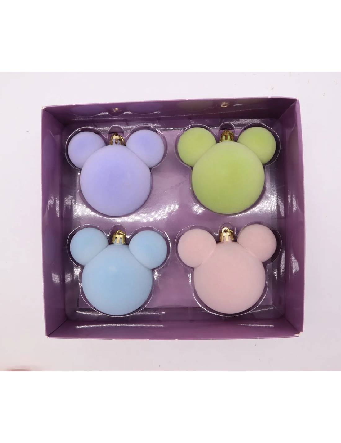 Box Palline Di Natale Disney Orecchie Minnie Mouse Velvet 4pz