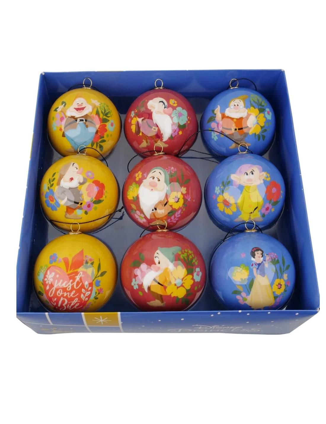 Box Palline Di Natale Disney Biancaneve 9pz 7,5cm