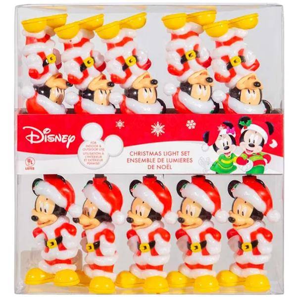 Serie Luci Natale 10 LED Topolino Mickey Mouse Babbo Natale Disney
