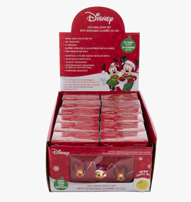 Serie Luci Natale Topolino Mickey Mouse E Minnie Disney 21cm