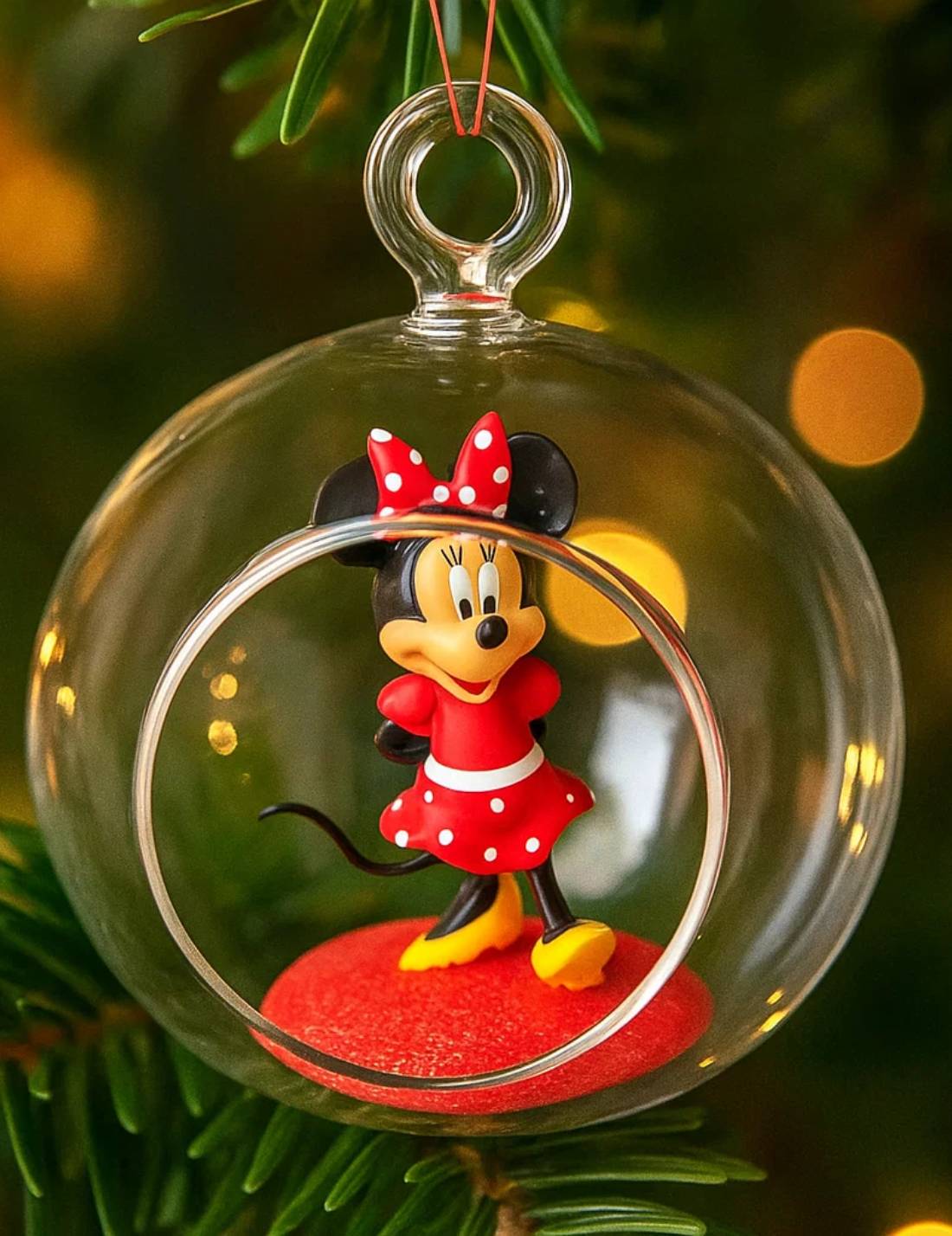 Pallina Albero DI Natale In Vetro Forata Disney Minnie 11cm