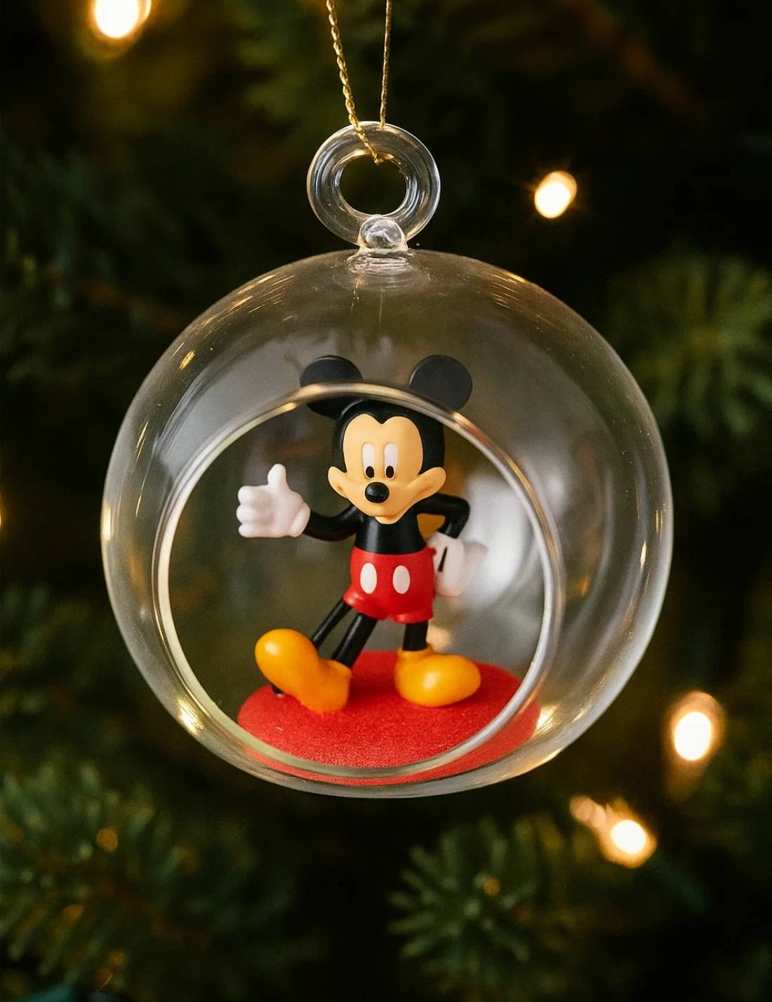 Pallina Albero DI Natale In Vetro Forata Disney Topolino 11cm