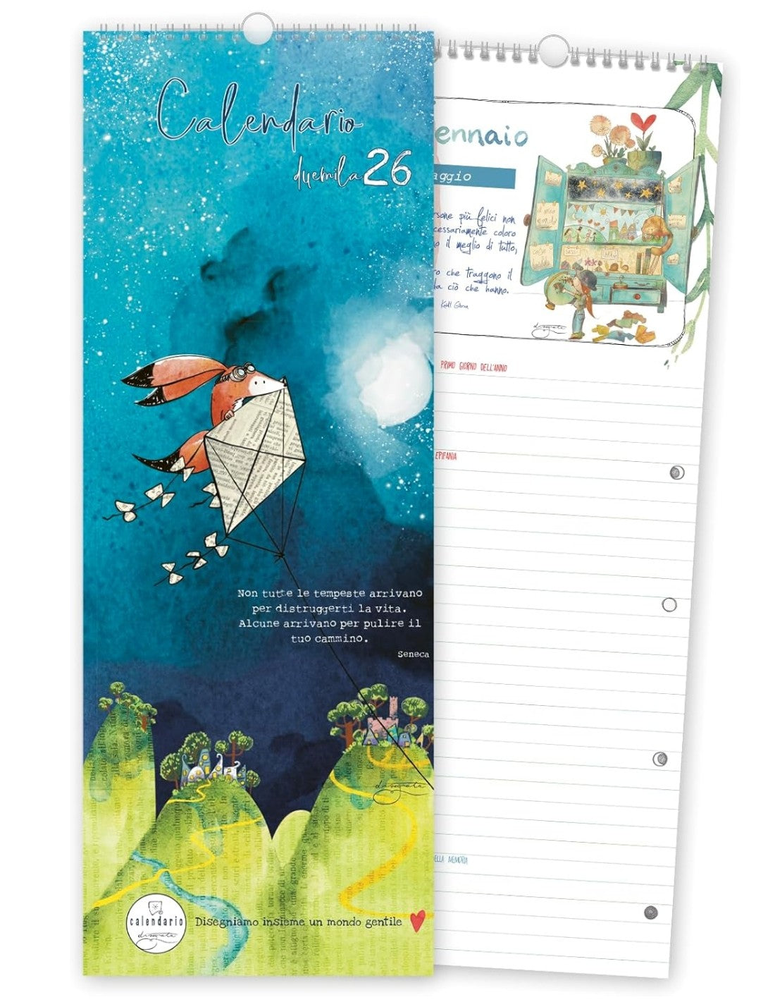 Calendario Da Parete Spiralato 2026 Disegnata 45cm