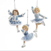 Addobbo Albero Natale Bambina Con Pattini Vestito Blu