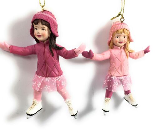 Addobbo Albero Natale Bambina Con Pattini Vestito Rosa