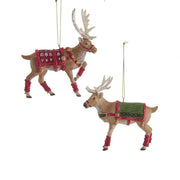 Addobbo Albero Di Natale Renna Di Babbo Natale In Resina Verde E Rossa 10cm