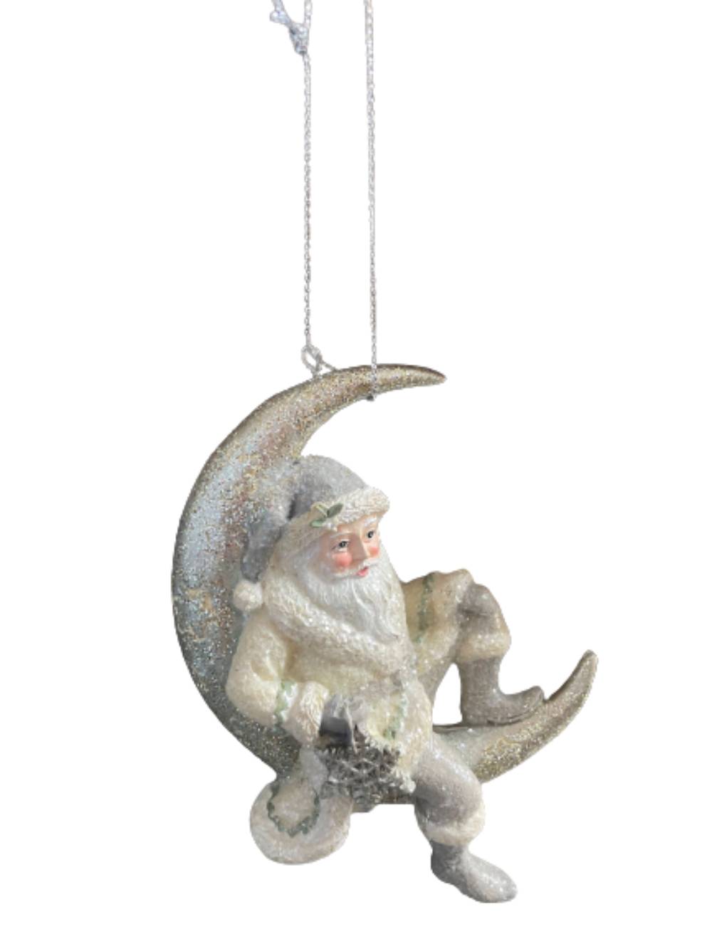 Addobbo Albero Natalizio Babbo Natale Silver Sulla Luna
