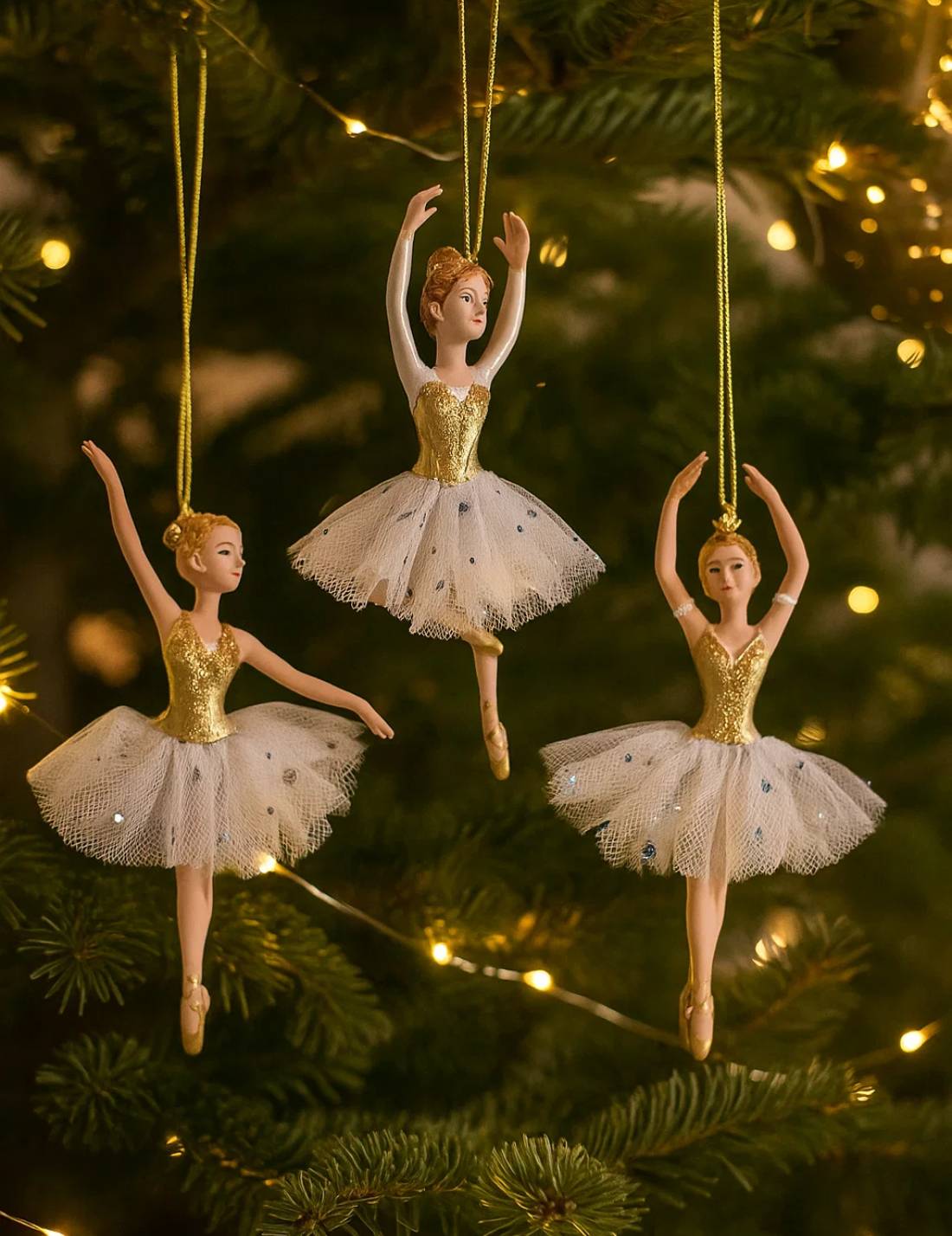 Addobbo Albero Di Natale Ballerina Oro 16cm