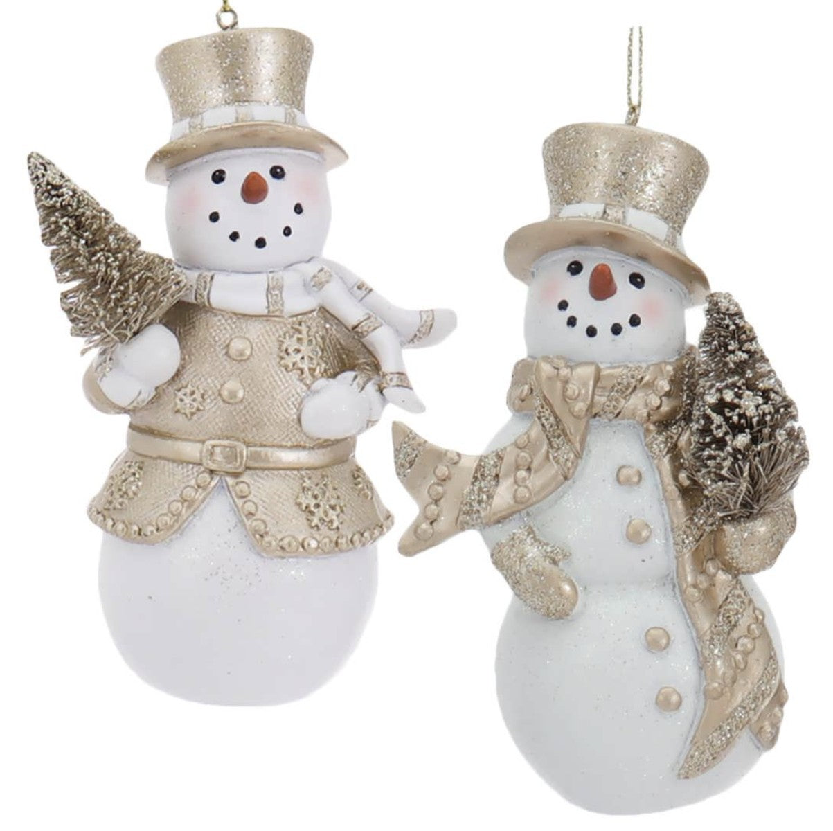 Addobbo Albero Di Natale Pupazzo Di Neve Bianco E Oro Con Albero Prodotto Assortito