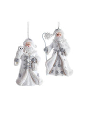 Addobbo Albero Di Natale Babbo Natale Bianco E Argento 12cm Prodotto Assortito