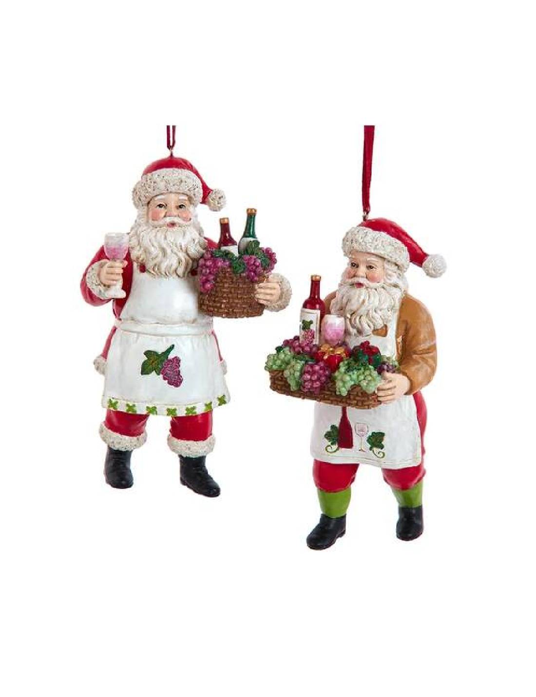 Addobbo Albero Di Natale Babbo Natale Cestino Di Vino 11cm Prodotto Assortito