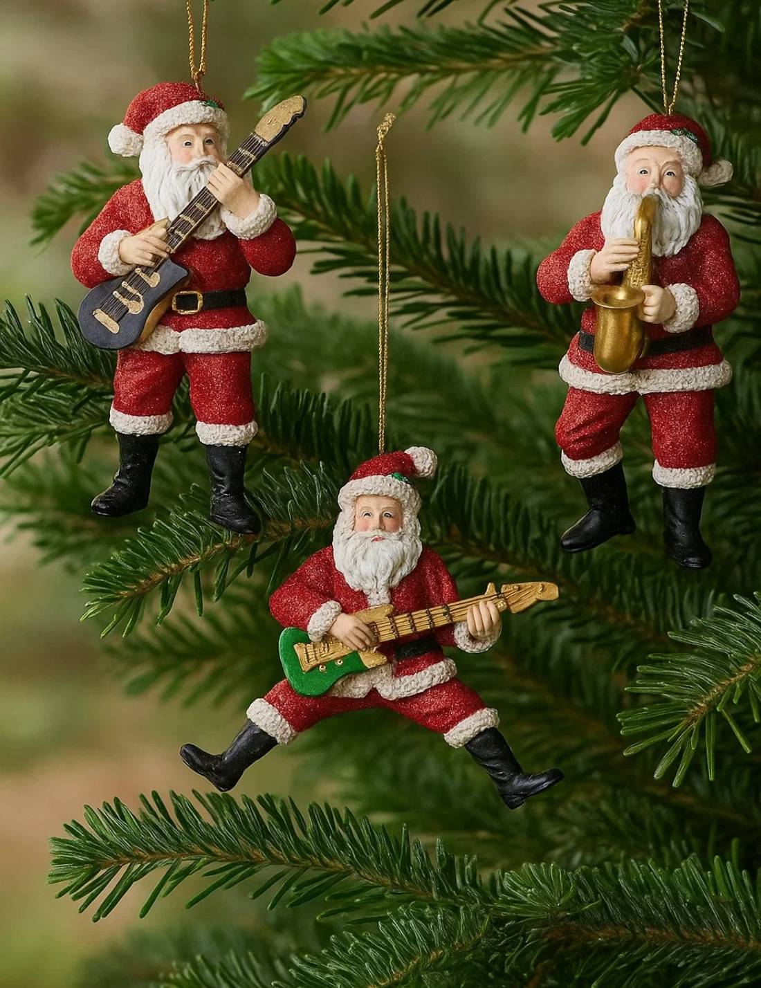 Addobbo Albero Di Natale Babbo Natale Musicista 11cm