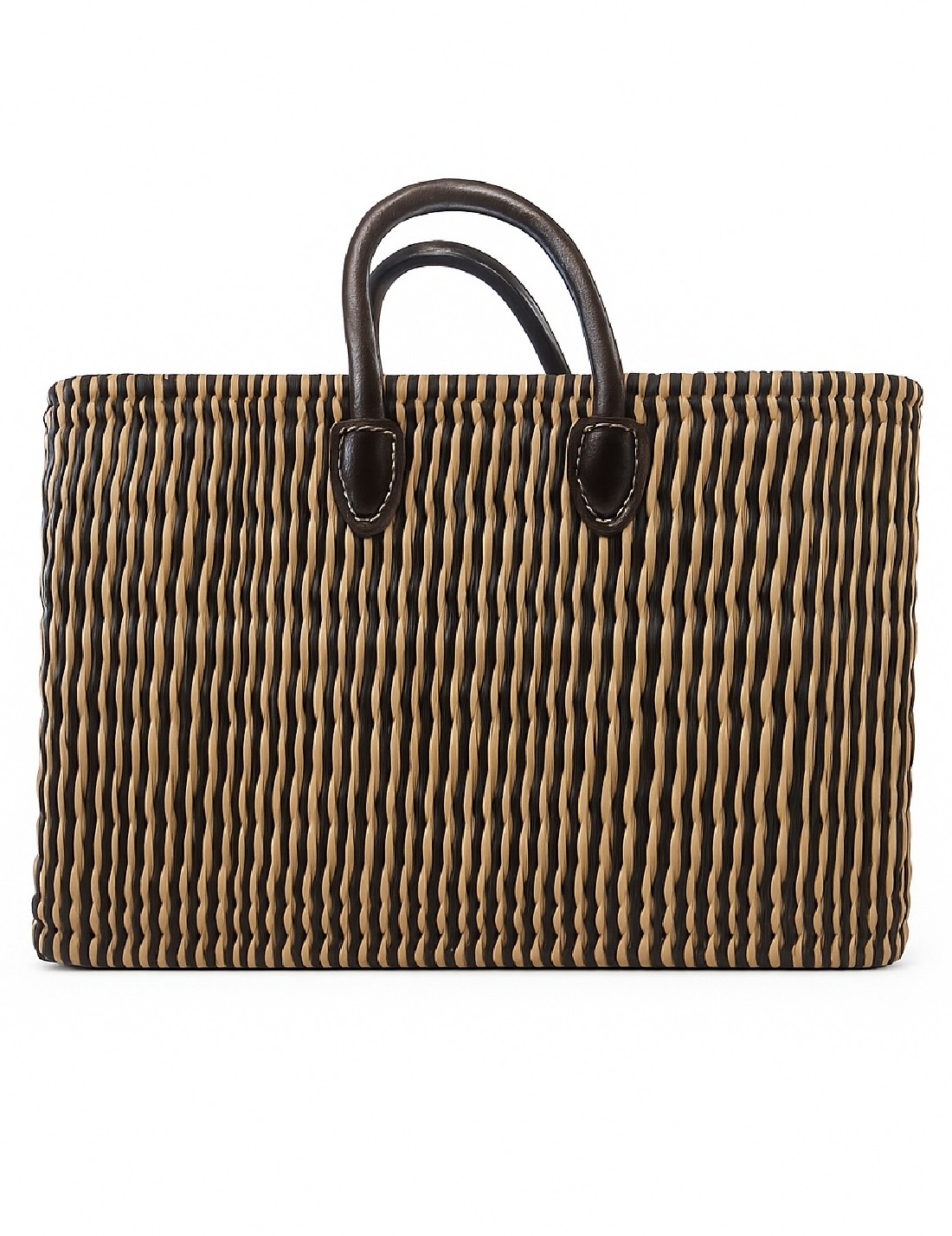 Borsa In Rattan Artigianale Intrecciata A Mano Blu 43cm