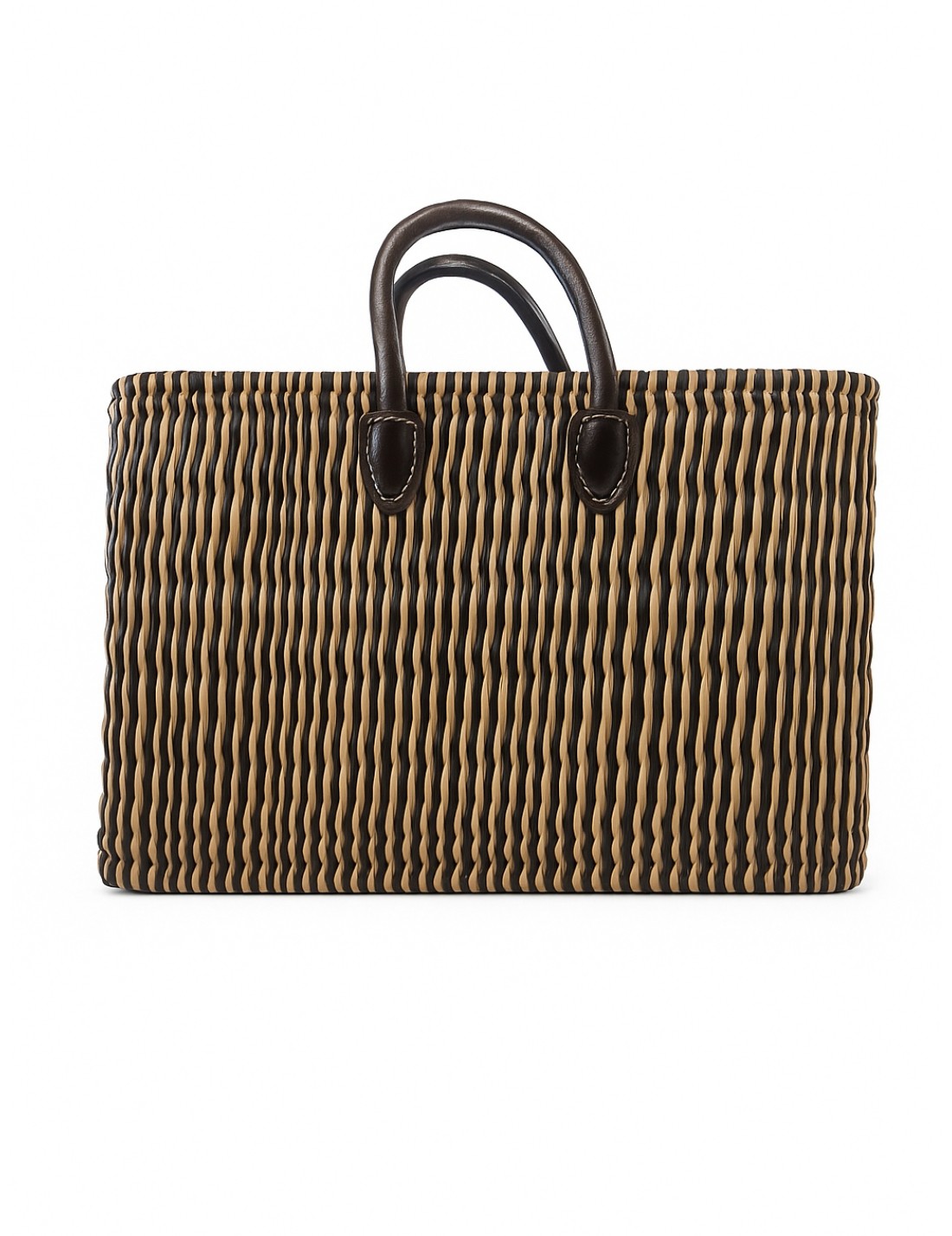 Borsa In Rattan Artigianale Intrecciata A Mano Blu 38cm