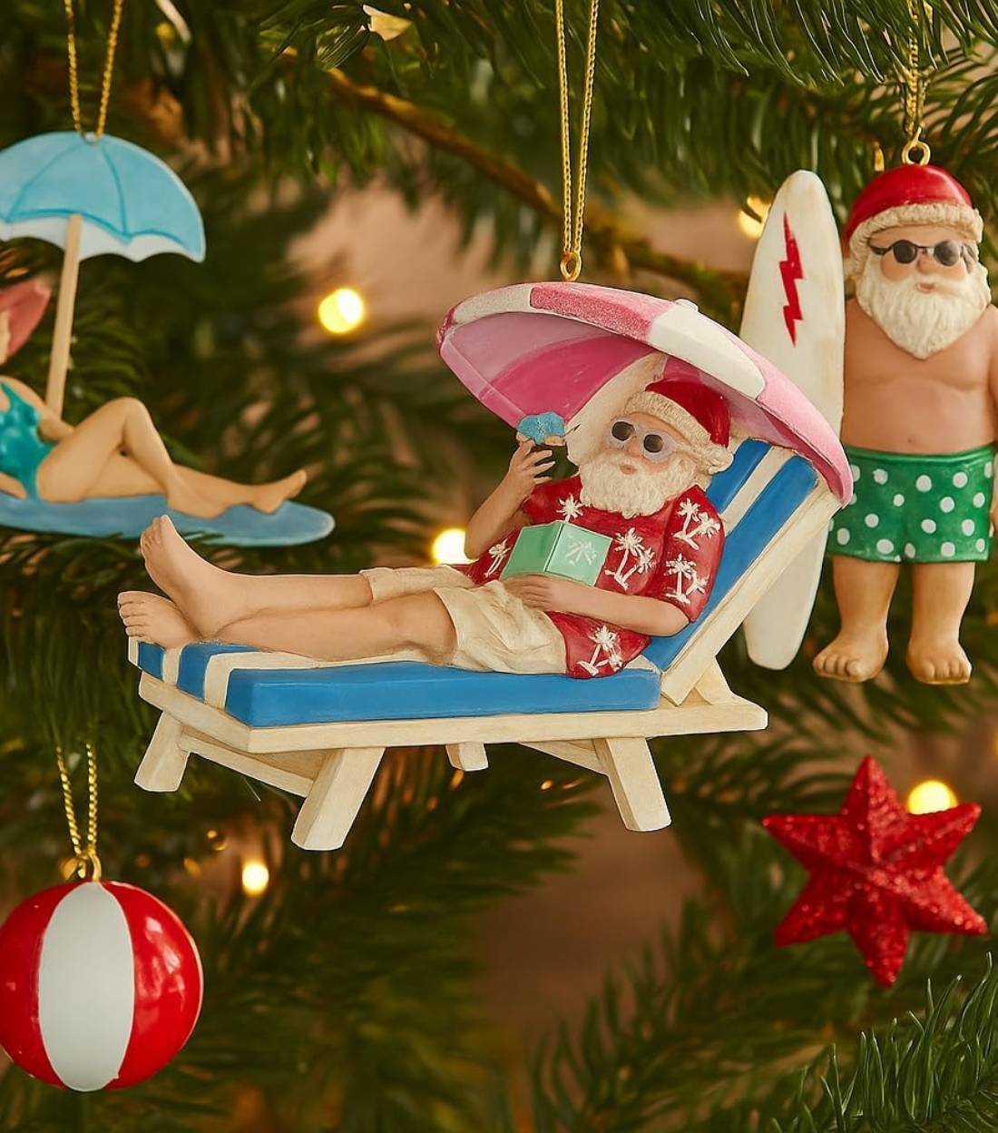Addobbo Albero Di Natale Babbo Natale In Spiaggia 12cm