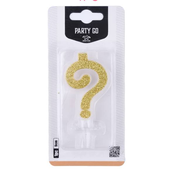 Candelina Di Compleanno In Cera Punto Interrogativo Glitter 9cm
