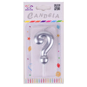 Candelina Di Compleanno In Cera Punto Interrogativo Argento 6cm