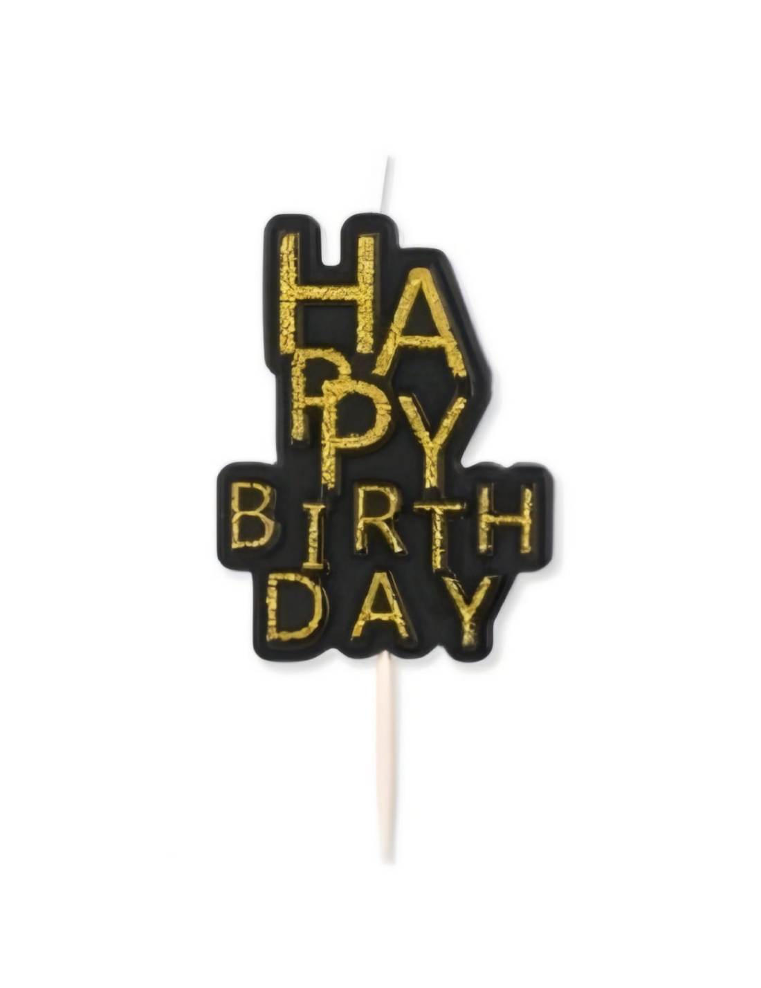 Candelina In Cera Nera Scritta Happy Birthday 11cm