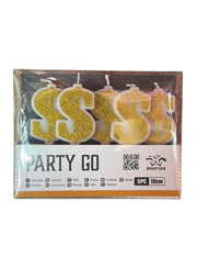Candelina In Cera Simbolo Dollaro Glitter Oro