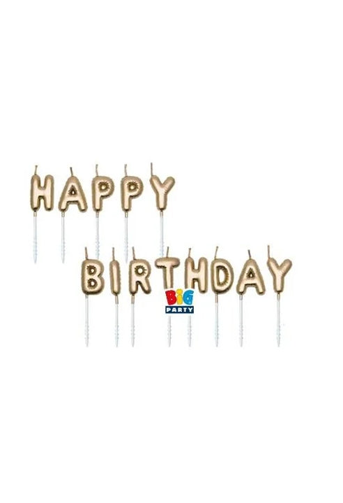 Candele Happy Birthday Oro 13 Pezzi