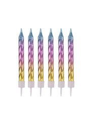 Candelina Di Compleanno In Cera Spirale Multicolore 9cm 6pz