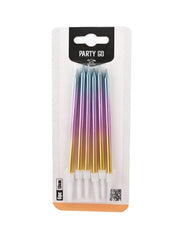 Candeline Di Compleanno In Cera Mezzo Stelo Arcobaleno 13cm 6pz