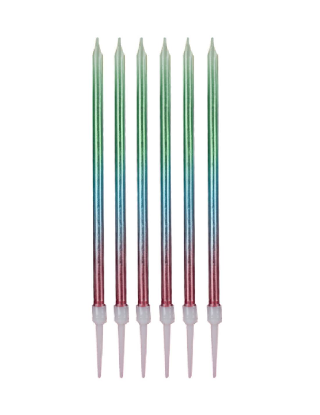 Candeline Di Compleanno In Cera Sfumate 17cm 6pz