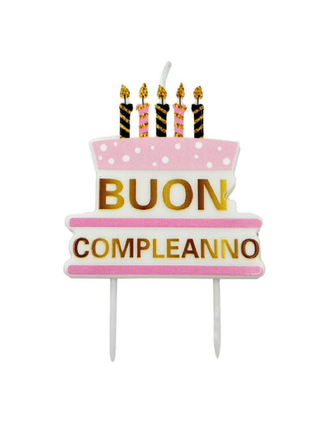 Candelina Di Compleanno In Cera Torta Buon Compleanno 11cm