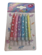 Candelina Di Compleanno In Cera Farfalle 6pz