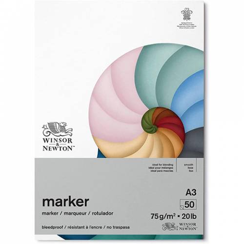 Album Blocco Marker A3 Winsor&Newton Liscio 75g/m² A3 50 Fogli