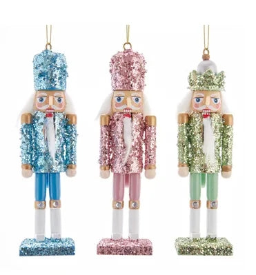 Addobbo Albero Di Natale Soldatino Schiaccianoci Rosa/Blu/Verde Paillettes